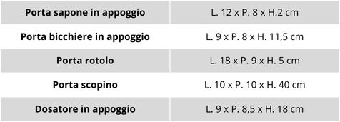 caratteristiche tecniche accessori bagno linea diva stilhaus